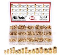 Hilitchi - Inserti filettati femmina in ottone zigrinato, funzione come parti incorporate o pressati in fori per stampe 3D e altri progetti Kit assortimento da 460 pezzi.