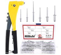 Hilitchi - Rivettatrice professionale con 210 rivetti in alluminio assortiti, kit assortimento per lamiere di metallo, automotive, e condotti
