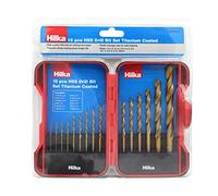 Hilka Tools 49707015 - Set di punte per trapano HSS con rivestimento in titanio, 15 pezzi