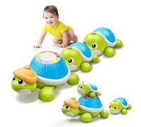 HILKKET Giocattolo strisciante per bebè, 3 pezzi, tartaruga che cammina con musica e luci, giocattolo per bambini 3-6-12 mesi regalo, 1 2 anni ragazza giocattoli di risveglio musicale, idea regalo per