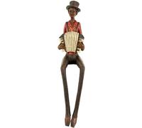 Hill Interiors "Seduto Jazz Band Squeeze Box Statue, Marrone/Rosso