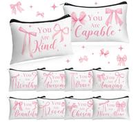 Hillban 10 beauty case cristiani da donna, per la festa internazionale della donna, pochette in tela con versi della Bibbia, per la festa della mamma, regalo motivazionale per apprezzamento dei