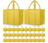 Hillban Confezione da 30 sacchetti riutilizzabili per la spesa, grandi, lavabili, pieghevoli, resistenti, Giallo, 16.1 x 13 x 10.2 inches