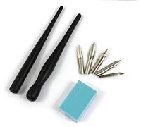 Hillento set dei cartoni animati manga comico tuffo penna, disegno strumento kit di pittura, due neri portapenne maniglie, cinque punte, un pezzo di gomma di disegno