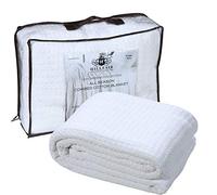 HILLFAIR Coperta termica in 100% morbido cotone pettinato di alta qualità, per letto singolo, per tutte le stagioni, in cotone bianco