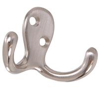 Hillman Hardware Essentials 852297 Double Clothes Hooks Satin Nickel - 2 Pack