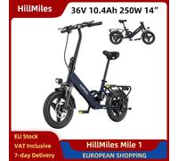 HillMiles Mile 1 Bici Elettrica Pieghevole 250W 36V 10.4Ah 14 "Pneumatici Mini Città Pendolarismo Leggero E-bike Freno A Disco Meccanico