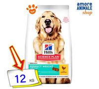 Hills Dog Science Plan Perfect Weight Large Pollo Cibo Secco Cani 12 Kg