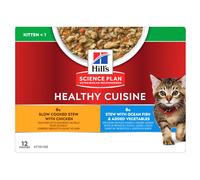 HILL'S FELINE HEALTHY CUISINE KITTEN MULTIPACK POLLO & PESCE OCEANICO SPEZZATINO CF. (12x80) GR