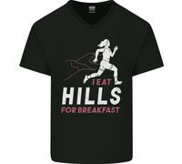 Hills Running Marathon Cross Country Runner Uomo V-Neck T-Shirt In Cotone