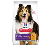12 kg + 2 kg - Hill's Science Plan Overfill - Adult 1+ Sensitive Stomach & Skin Medium con Pollo