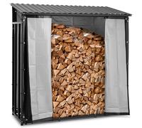 hillvert Scaffale per legna da ardere con telone e tetto, 800 kg, 89 x 191 x 192,5 cm, nero