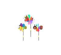 Hillylolly 3-Piece Animal Wind Spinners, Bee Butterfly Ladybug Design, Large Colorful Plastic Garden Windmill for Yard Balcony Patio Decor