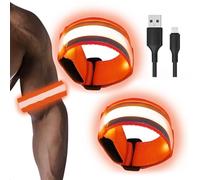 Hillylolly Bracciale LED per Corsa, 2 Pezzi, 3 modalità di Illuminazione, Impermeabile, Regolabile, Luce di Sicurezza per Jogging e Ciclismo (Arancia)