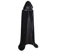 Hillylolly Mantello con Cappuccio Mantello con Cappuccio Lungo in Velluto, Mantello Nero con Cappuccio, Costume da Vampiro, Costume Cosplay di Halloween, Carnevale, Carnevale, Masquerade, Natale (XL)