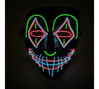 Hillylolly Maschera LED Halloween, Maschera Horror Luminosa, Maschera di Purge a LED, con 3 Modalità di Illuminazione, Maschera Neon, Maschera di Halloween per Costume Cosplay Festa di Carnevale (B)