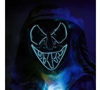 Hillylolly Maschera LED Halloween, Maschera Horror Luminosa, Maschera di Purge a LED, con 3 Modalità di Illuminazione, Maschera Neon, Maschera di Halloween per Costume Cosplay Festa di Carnevale (C)
