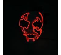 Hillylolly Maschera LED Halloween, Maschera Horror Luminosa, Maschera di Purge a LED, con 3 Modalità di Illuminazione, Maschera Neon, Maschera di Halloween per Costume Cosplay Festa di Carnevale(A)
