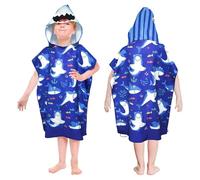 Hillylolly Poncho da Bagno per Bambini, Asciugamano da Spiaggia per Bambini, Asciugamano Bimbi Mare con Cappuccio, Telo Mare Poncho, per Ragazze Ragazzi 2-12 Anni (Squalo L)