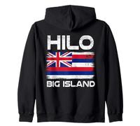 Hilo - Bandiera Hawaiana Big Island Hawaii Felpa con Cappuccio
