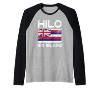 Hilo - Bandiera Hawaiana Big Island Hawaii Maglia con Maniche Raglan