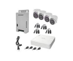 HiLook Kit di sorveglianza esterna Full HD 1080p, DVR 4 canali con audio bidirezionale, 4 telecamere Eyeball, resistente alle intemperie, internet