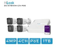 Hilook KITB141H-C/4-POE. Kit IP Nvr 4 canali POE,4 bullet da 4mpx, HD1TB