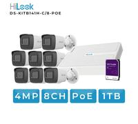 Hilook KITB141H-C/8-POE. Kit IP Nvr 8 canali POE,8 bullet da 4mpx, HD1TB