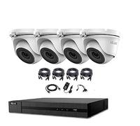 HILOOK Sistema CCTV da 5 MP, 4 canali, 5 MP, DVR, per interni ed esterni, 4 telecamere a cupola con torretta, visione notturna 2 OM, kit HDMI (HDD da 1 TB)