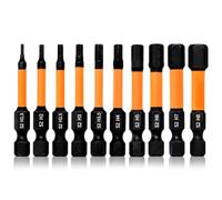 Hilpaty Set di 10 Inserti Avvitatore Esagonali H1,5 H2 H2,5 H3 H3,5 H4 H5 H6 H7 H8, Bit di Cacciavite Hex Magnetico Impulsi, Lunghezza 50 mm e Codolo Esagonale 1/4"