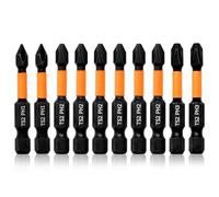 Hilpaty Set di 10 Inserti Avvitatore Phillips PH1*2 PH2*6 PH3*2, Bit di Cacciavite Magnetico Impulsi, Lunghezza 50mm e Codolo Esagonale 1/4"