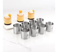 Hilsita Set di 8 anelli per torte con mousse, 2 pollici, in acciaio inox, per torte, anelli da dessert, stampi rotondi per pasticceria, accessori da cucina