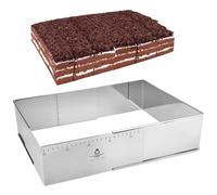 Hilsita Stampo Rettangolare Torta, Stampo per Torte in Acciaio Inox Regolabile ad Anello, Regolabile 25-46 cm x 19-36 cm, Altezza 10 cm, per Torte Tiramisù, Torte Mousse, Pasticcini