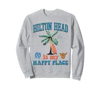 Hilton Head Island è Il Mio Happy Place Spiaggia Palme Estate Felpa