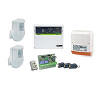 Hiltron Kit Centrale d'allarme KProtec4 3 zone +1 H24 antifurto + 1 Sirena da esterno + 2 Rivelatori a infrarossi DG12 + 3 Inseritori a chiave