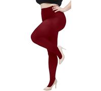 Hiltzo Collant Donna Taglie Forti 80D Calze Coprenti Elastiche per Taglie Trasparenza Media con 10 Colori Per Ufficio, Casual e Occasioni Speciali rosso vino 3XL