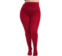 Hiltzo Collant Donna Taglie Forti 80D Calze Coprenti Elastiche per Taglie Trasparenza Media con 10 Colori Per Ufficio, Casual e Occasioni Speciali rosso XXL