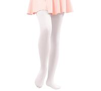 Hiltzo Convertibili Collant da Danza per Bambine, Ultra Morbidi Collant di Transizione, di Calze da Danza per Scuola e Ginnastica(Bianco,122-134)