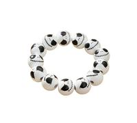 Hilufiet Grazioso braccialetto in legno fatto a mano con palla da baseball, per sport, basket, calcio, tennis, bracciale elastico regolabile per donne e uomini, Metallo, Nessuna pietra preziosa