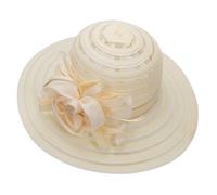 HilyBony Cappello Kentucky a tesa larga da donna in organza, cappello derby da sposa, matrimonio, chiesa, tea party, a tesa larga, cappello estivo, Beige, M