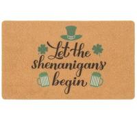 HilyBony Lucky-Shamrock Welcome-Mat per il giorno di San Patrizio per esterni e ingresso - Let the Shenaingans Begin - Tappetino in fibra di cocco artificiale, decorazione primaverile irlandese per la