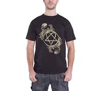 Him - HIM T Shirt Nero Bone Sculpture Anarchy Band Logo Ufficiale Uomo Nuovo Size M