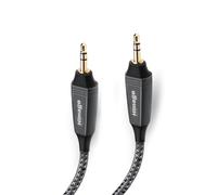 HImage cavo jack 3.5mm maschio maschio, connettori dorati 24K, rivestito in tessuto, alta qualità audio, scocca in alluminio, 1.5m di lunghezza