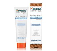 Himalaya Botanique Whitening+ Hydroxyapatite Dentifricio, Idrossiapatite (HA), Peppermint, senza Fluoro, Rimineralizzazione dal Giorno 7, Vegano, senza Glutine, 113g