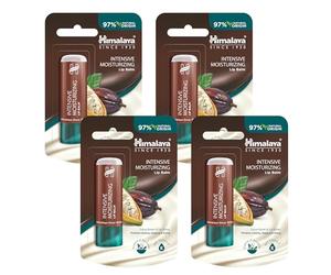 Himalaya Intensive Moisturizing Cocoa Butter Lip Balm |Rich Cocoa Butter Repairs Dry and Chapped Lips Enriched with Vitamin E Hydrates, Nourishes and Improves Lips Elasticity - 4.5g (Pack of 4)
