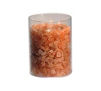 Himalaya Salt Dreams 4041678006099 Sale Cristallo Fuoco in Vetro, Diametro 8 cm, Altezza 11 cm, con Palm Candela di Cera Bianca 6 cm, Durata Circa 15 Ore