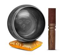 Himalayan Bazaar - Set con campana tibetana, facile da suonare, realizzato a mano, per meditazione tramite il suono, 10 cm, per la guarigione dei 7 chakra