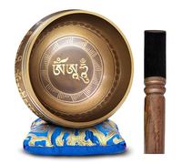 Himalayan Bazaar - Set con campana tibetana, facile da suonare, realizzato a mano, per meditazione tramite il suono, 10 cm, per la guarigione dei 7 chakra