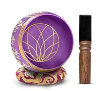 HIMALAYAN BAZAAR - Set di campane tibetane, 10,2 cm, facili da suonare, realizzate a mano, per meditazione, suono, 7 chakra, guarigione (viola, 10,2 cm)