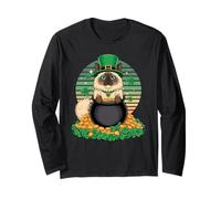 Himalayan Cat St Patricks Day Leprechaun Shamrock Maglia a Manica